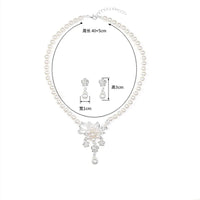 Personality flower Pearl Wedding Necklace Earring