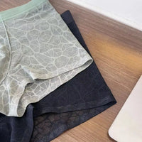 Fashion Underpants Men Boxer Briefs Ice Silk Quick Dry Lace Shorts Boxers Breathable Mesh Thin Underwear for Men Gift