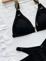 Black Hollow Swimwear Bikinis Set