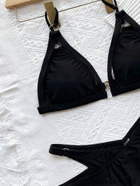 Black Hollow Swimwear Bikinis Set