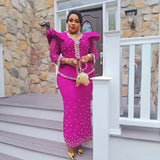 African women's elegant dress Mesh fabric