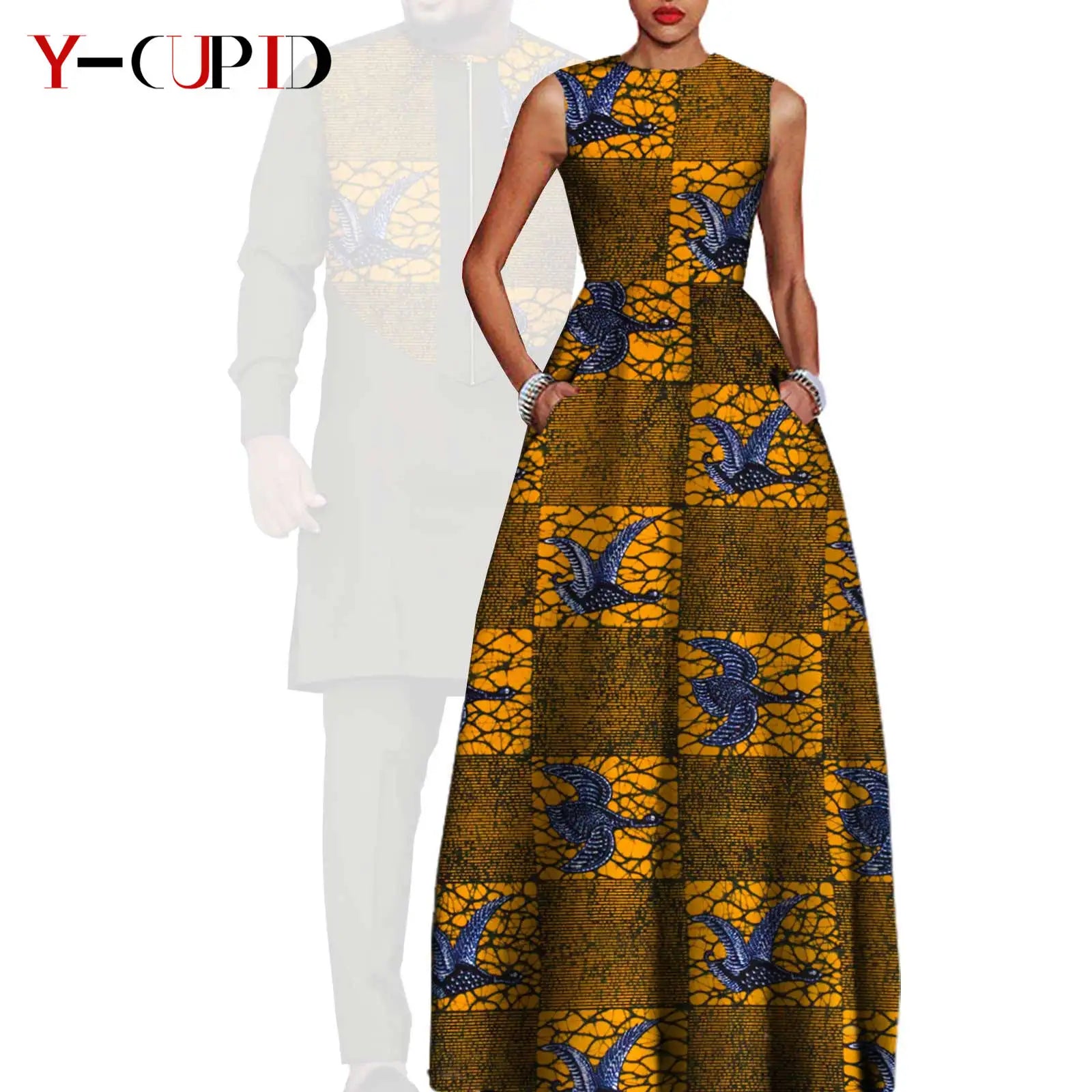 African Dresses for Matching Couple Outfits for Party Vestidos Y23C067