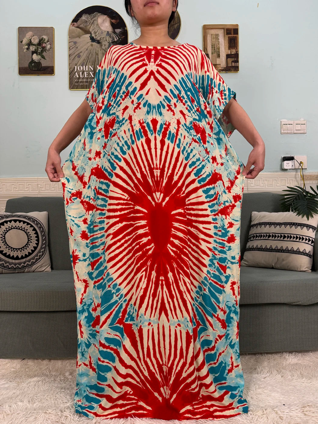 African Dresses For Women 2025 Floral Cotton Loose Femme Robe O-neck Muslim Islam Abaya Sets With 160x80cm Shawl Hijabs Scarf