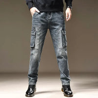 Men Straight Cowboy Cargo Pants with Pockets
