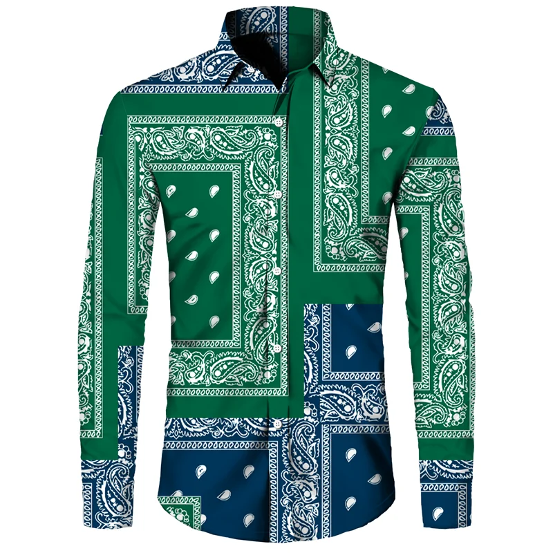 Long Sleeve 3D Printed Retro Ethnic Style Shirt