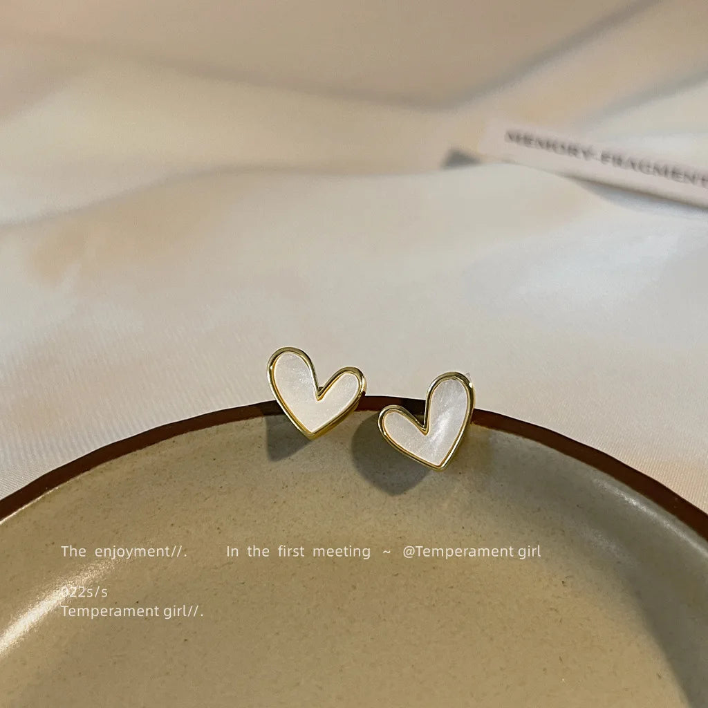 Gold Plated Pearl Heart Stud