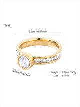 18K Gold-Plated Full Of Diamonds Geometric Round Ring Female