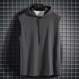 Men Tie Collar Hooded Sleeveless Vest
