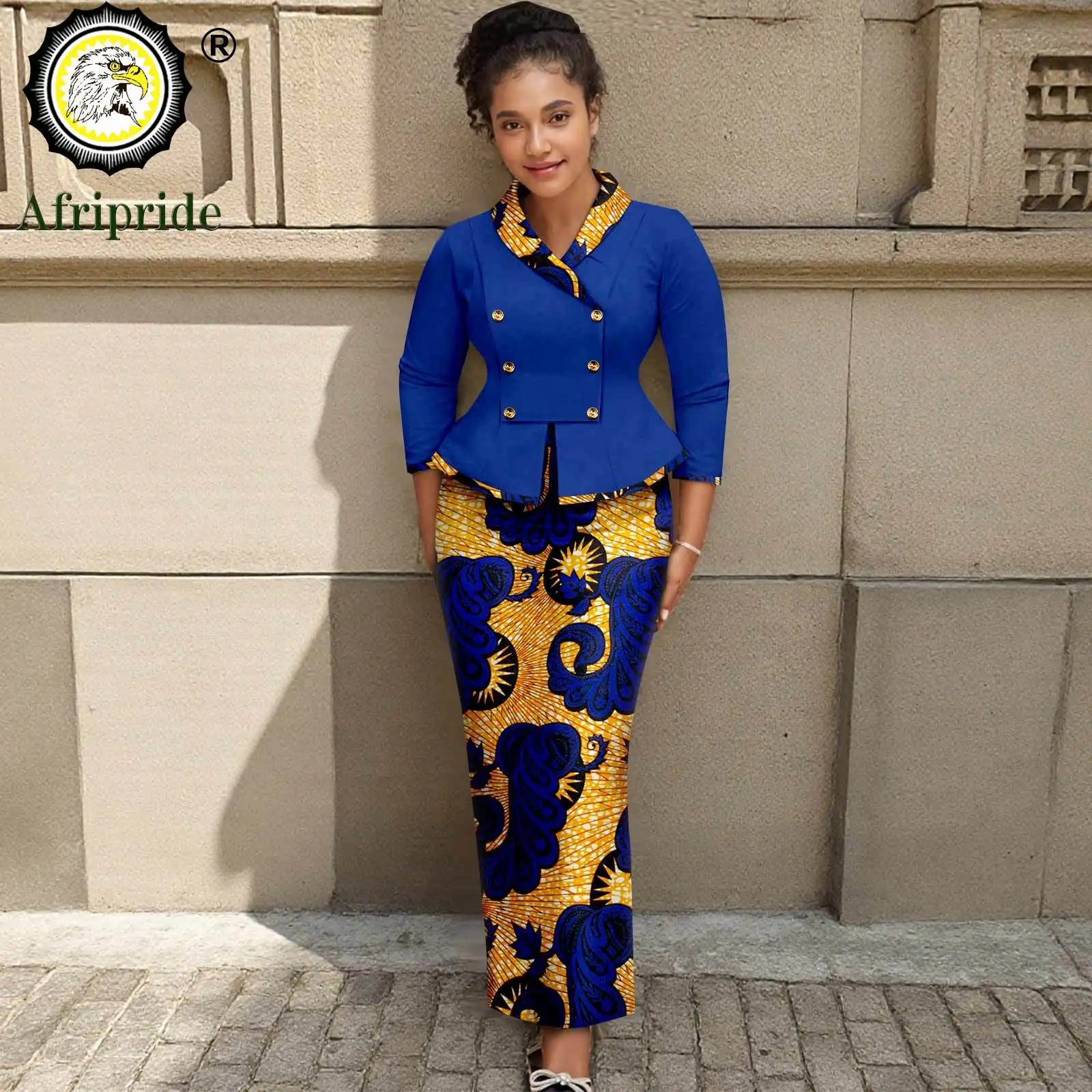 African Clothes for Women Double Breasted Blazer and High Waist Print Skirts 2 Piece Set Outfits Elegant Dashiki Outfits 2526070