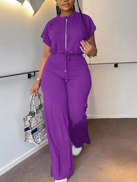 Women Casual Round Neck Drawstring Set