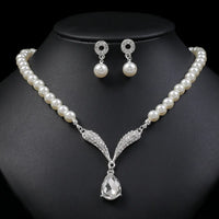 Personality flower Pearl Wedding Necklace Earring