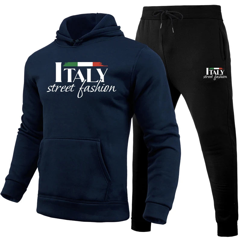 Mens Tracksuit Casual Printing Sweatshirt Sweatpants 2 Pcs Set Sports Jogging Mens Clothing Fashion Hoodies Sportswear Outfits