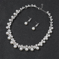 Personality flower Pearl Wedding Necklace Earring