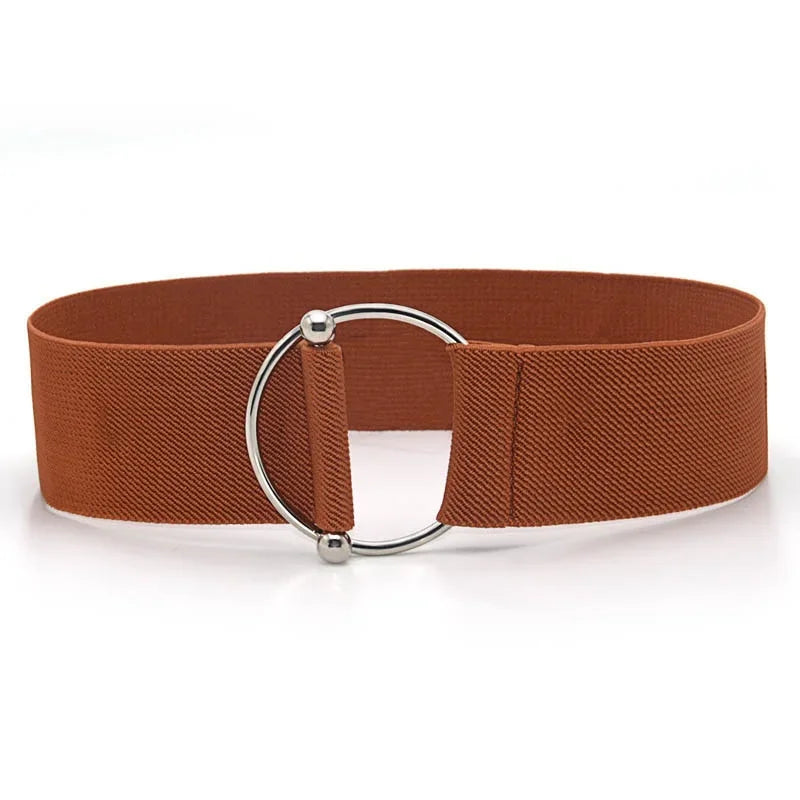 Belts for Women Simple Waist Elastic Ladies Band Round Buckle Decoration Coat Sweater Fashion Dress Waistband