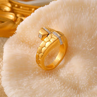 Elegant Rhinestones Rings For Women Stainless Steel No Rusted 18K