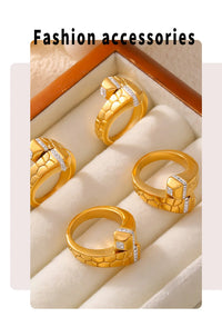 Elegant Rhinestones Rings For Women Stainless Steel No Rusted 18K