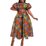 African female Short Sleeve Dresses Dashiki Party Clothes for Women WY10485