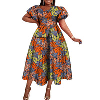African female Short Sleeve Dresses Dashiki Party Clothes for Women WY10485