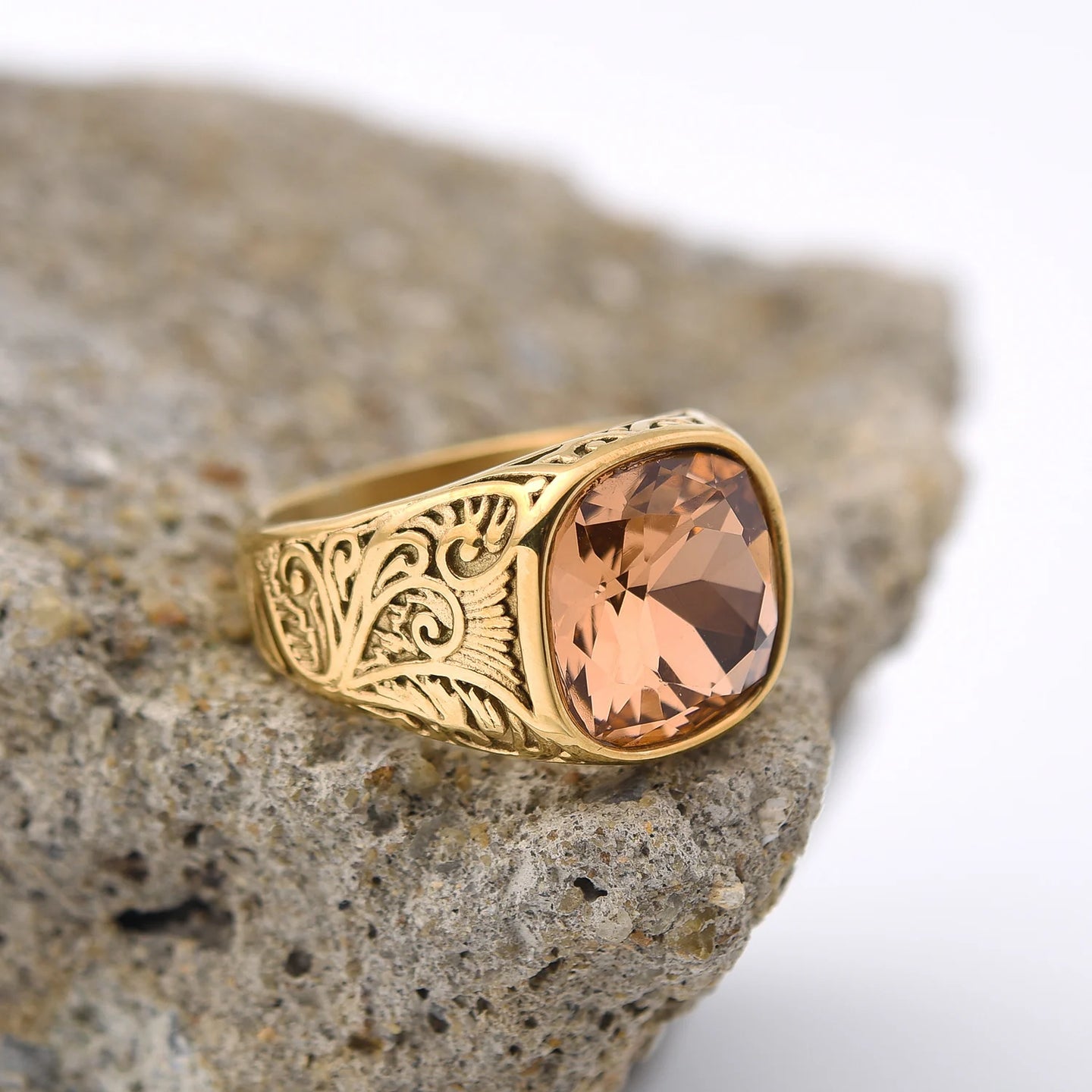 Vintage & Cool Personality 18k Gold Color High Gloss Texture Ring