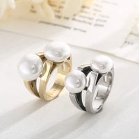 Elegant Shell Simulated Pearl Rings for Women
