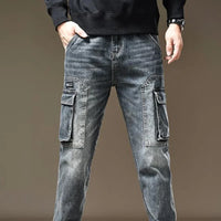 Men Straight Cowboy Cargo Pants with Pockets