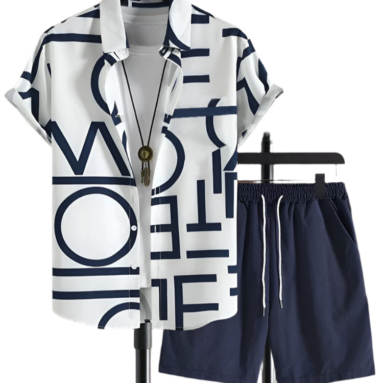 Men's Letter Print Shorts Set