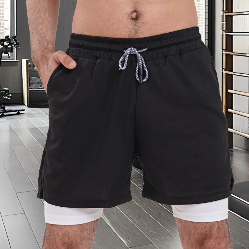 Men Sport Shorts Sportswear Double