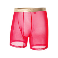 Men Ice Silk Sexy Underwear Long Leg Boxer Shorts Sports Breathable Mesh Thin Underpants Bulge Pouch Boxershorts Men See Through