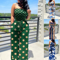 Casual Polka Dot Off Shoulder Jumpsuits