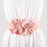 Women Fashion Floral Wide Elastic Belt Casual Trendy Waist Band Chic Ladies Dress Cummerbands Skirt Dress Coat Decor Accessories
