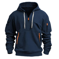 Multi Pocket Zipper Fleece Hoodie