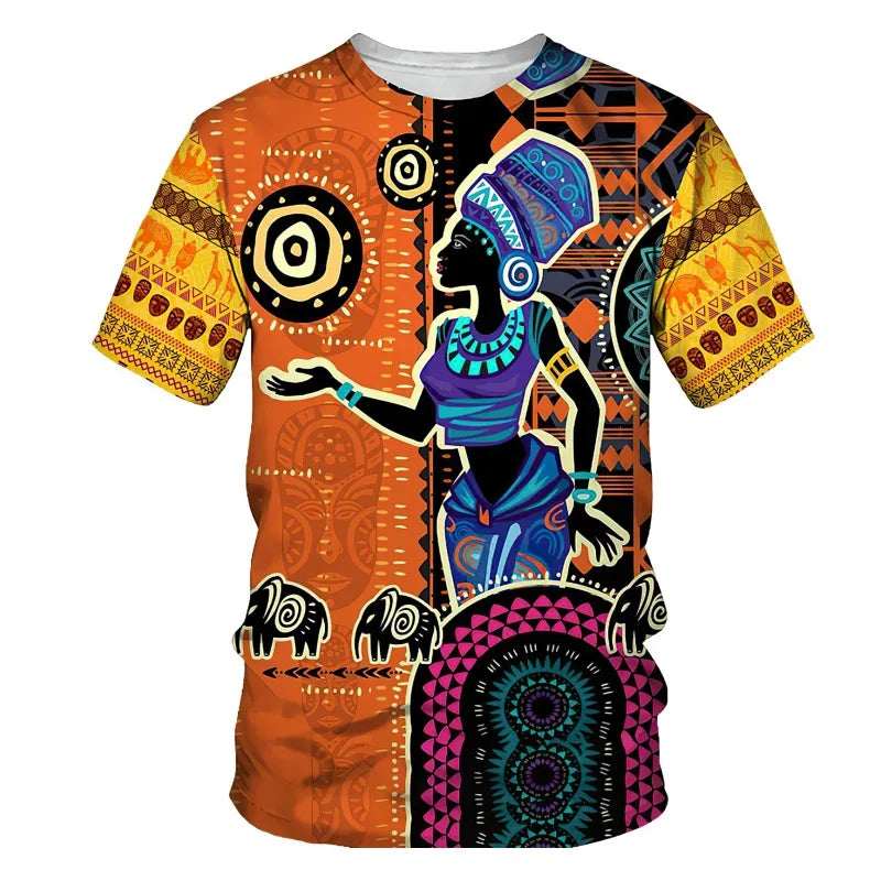 African Dance Pattern T-Shirt For Men Women Retro Trend 3D Printed Tee Summer Casual O-Neck Tops Short Sleeve Oversized T Shirts