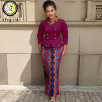 African Clothes for Women Double Breasted Blazer and High Waist Print Skirts 2 Piece Set Outfits Elegant Dashiki Outfits 2526070