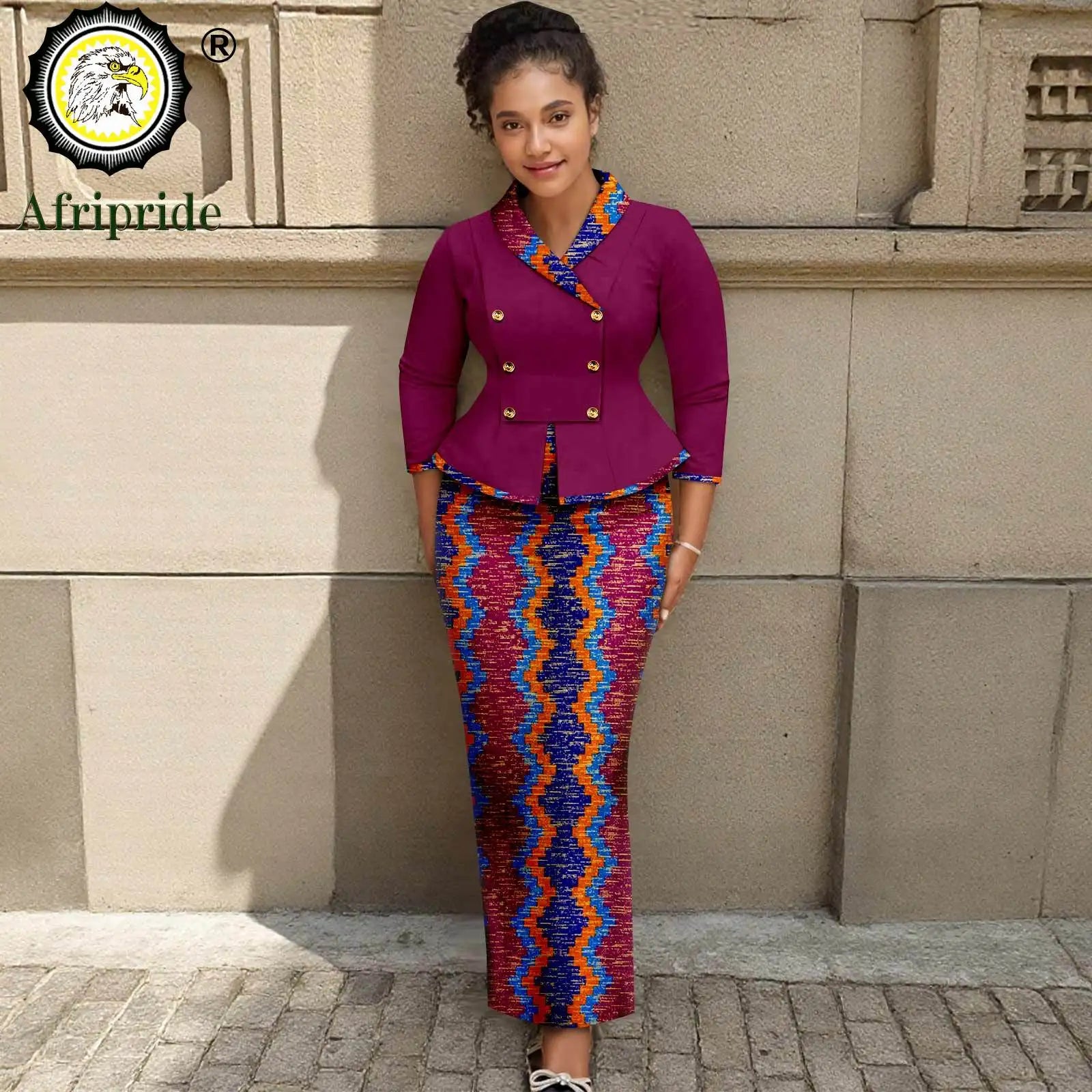 African Clothes for Women Double Breasted Blazer and High Waist Print Skirts 2 Piece Set Outfits Elegant Dashiki Outfits 2526070