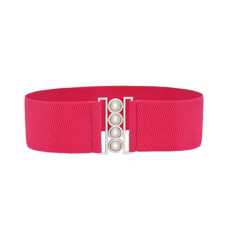 Women’s Elastic Cinch Belt  Fashion Stretch Waist Band Clasp Buckle New Stretchy Retro Wide Waist Cinch Belt Waistband
