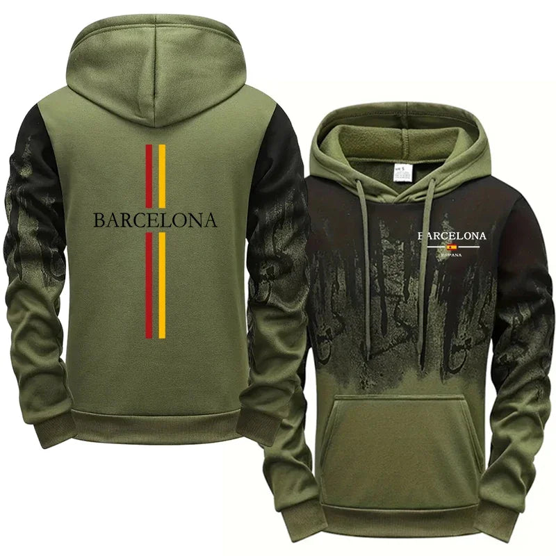 Casual Mens Tracksuit Printing Splash-ink Hooded Sweatshirts Sports Jogging Mens Clothing 2025 Street Single Piece Tops Pants