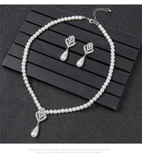 Personality flower Pearl Wedding Necklace Earring