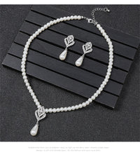 Personality flower Pearl Wedding Necklace Earring