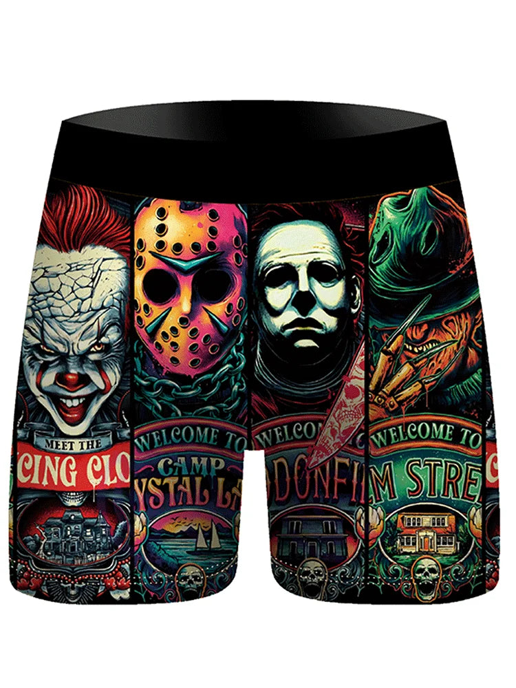 4Pcs Boxer Men's Underwear Soft Sports Breathable Four-season Men's Underwear Trendy Fashion Pop Print Boxer Underwear