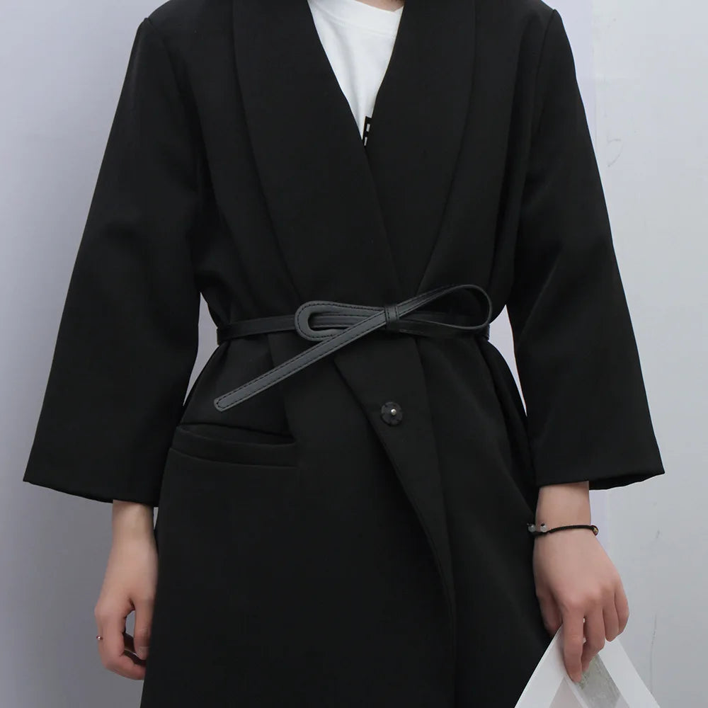 Thin Knotted Belts for Women Belt Lady Waist Band Soft Leather Waist Belt Solid Color Strap Dress Coat  Accessories Luxury