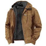 Men's Solid-Color Hooded Cotton Jacket