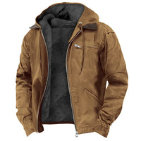 Men's Solid-Color Hooded Cotton Jacket