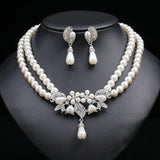 Personality flower Pearl Wedding Necklace Earring