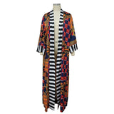 African Ethnic Print Loose Long Trench Coat Streetwear