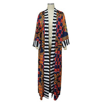 African Ethnic Print Loose Long Trench Coat Streetwear