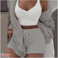 Fashion Solid Color Plush Three-Piece Set