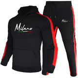 Fashion Mens Tracksuit Printing Casual Hooded Sweatshirt Sweatpants Set Outdoors Sports Jogging Mens Clothing Fitness Sportswear