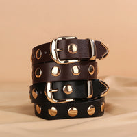 Women Studded Leather Belt Fashion Punk Style Ladies Belts for Jeans Dress Adjustable Waist Belt Rivet Decor