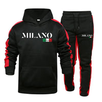 Mens Tracksuit Printed Casual Hooded Sweatshirt Sweatpants Set Autumn Winter Sports Jogging Mens Clothing Street Sportswear 2025