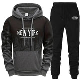 Autumn Winter Mens Tracksuit Casual Printing Splash-ink Hooded Sweatshirts Daily Sports Jogging Clothing Single Piece Tops Pants